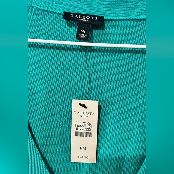Talbots NWT Teal V-Neck Button Cardigan - Medium Petite - Picture 8 of 9